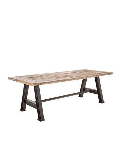 Heavy Metal Base Wood Top Dining Table