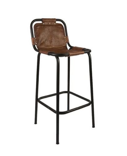 Industrial Leather Metal Bar Chair