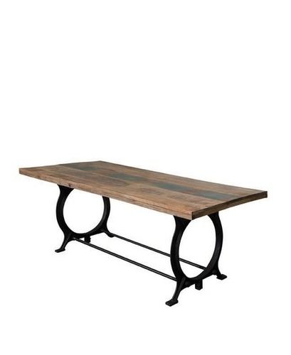 Industrial Wood Top & Metal Base Dining Table
