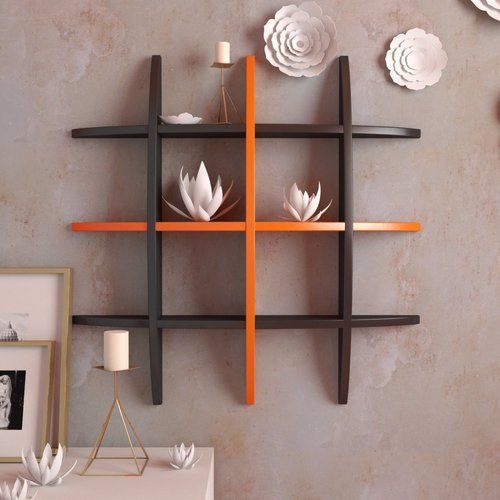 Furniture Hardware Decornation Wall Rack Shelf Globe Shape Floating Wall Unit - Black Orange