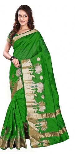 Banarasi Silk Green Coloured Delightful Saree 