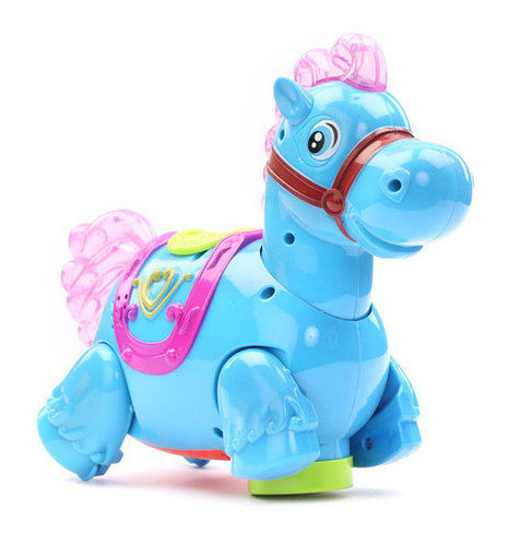 Battery Operated Blue Horse With Light And Sound