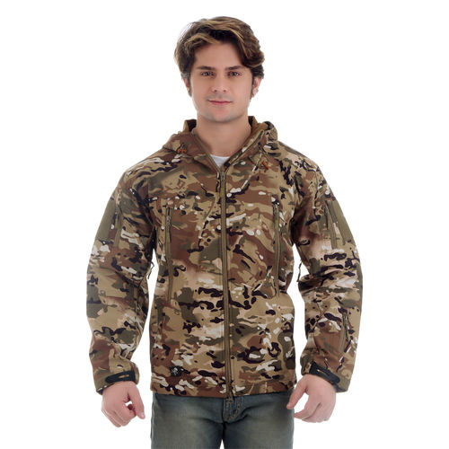 Full Sleeve Combat Print Hooded Regular Fit Cotton Jacket For Men Age Group: All Age Group