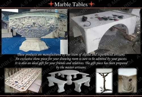 Marble Table - Customized Size, Polished & Honed Finishes | Elegant White Design, Quality Checked Individually