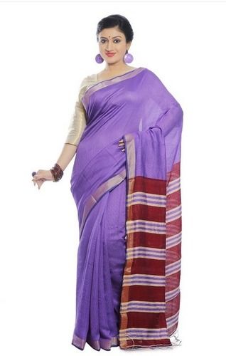 Designer Silk Handloom Saree Crafted in Purple Color