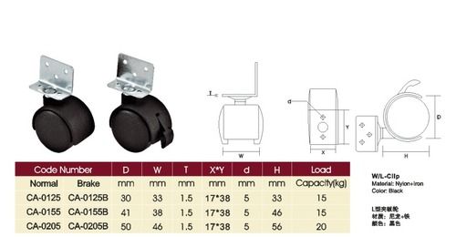 Heavy L Plate Without Brake Locking Swivel Nylon Caster Wheel