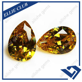 Wuzhou Pear Drop Shape Cut Yellow Color Cubic Zirconia