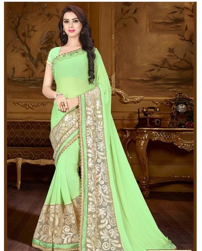 Versatile Net Patch Border Work Saree