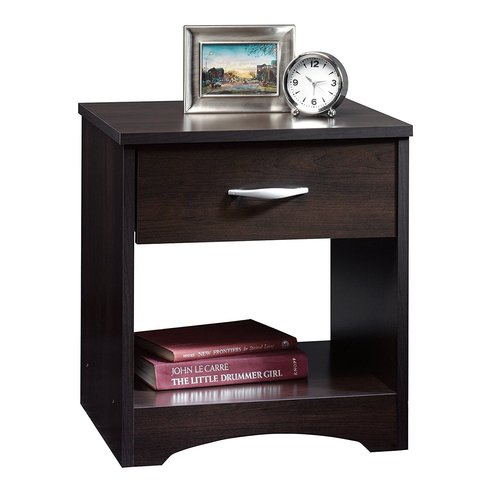 Meraki Engineered Wood End Table Nightstand With Drawer (Walnut)