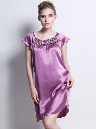 Customized Lace Trimmed Mulberry Silk Nighty