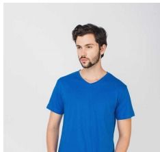  पॉप ब्लू वी-नेक टी-शर्ट