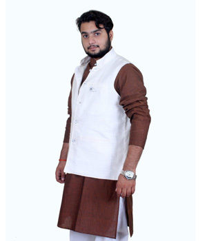 White Khadi Cotton Jawahar Jackets