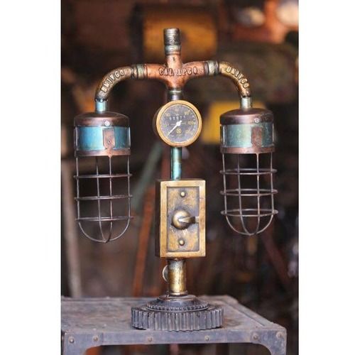 Twin Armed Steam Gauge Gear Lamp