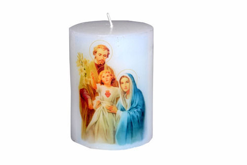 Personalized Christmas Pillar Candle - 10 cm Height, 7.6 cm Diameter | Seamless Finish, Stylish Look, Customization Available