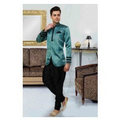 Designer Sherwani - Zari Jacquard with Brocade, Size 36 to 46, Green and Black Color, Customization Available for Extra Charge, Dry Clean Only, Free Shipping