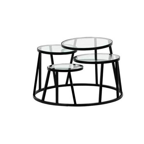 Staggered Design Iron Pipe Coffee Table