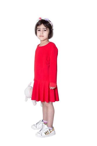 Red Crape Kids Dress