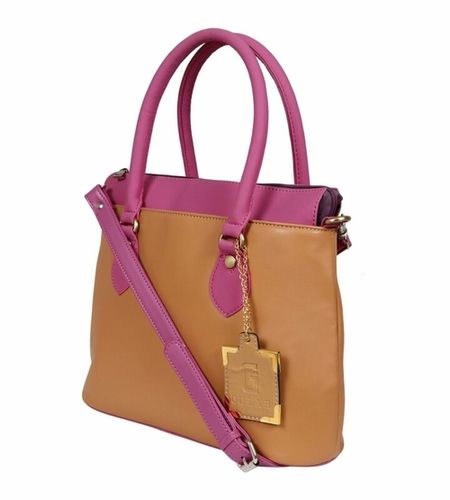 UND 00117 Pink Bege Ladies Synthetic Leather Bags