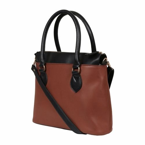 Und 00117 Tan Black Ladies Synthetic Leather Bags