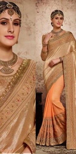 Buy Reception Saree - Rose Golden Embroidery Wedding Saree