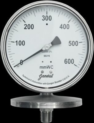 Diaphragm Sensing Pressure Gauges - EN-837 Compliant, Range: -10000 to +10000 mm, Built-in Gauge Saver Available