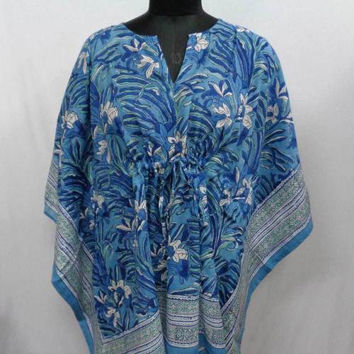 String Kaftan 2788 Free Size Indian Block-Printed on Soft Cotton Voile