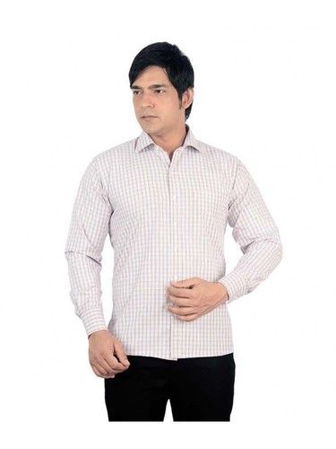 Men's Brown Checkered Cotton Blend Formal Shirt