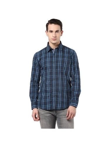 Men's Cotton Shirt Blue XL