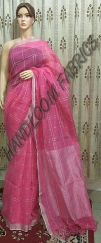 Handmade Pure Linen Jari Sarees