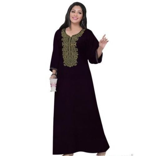 Ladies Designer Embroidery Black Kaftan