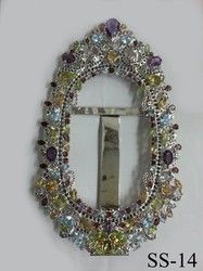 Sterling Silver Picture Frame - 92.5% Solid Silver, Rhodium Plated Finish, Studded with Precious and Semi-Precious Stones