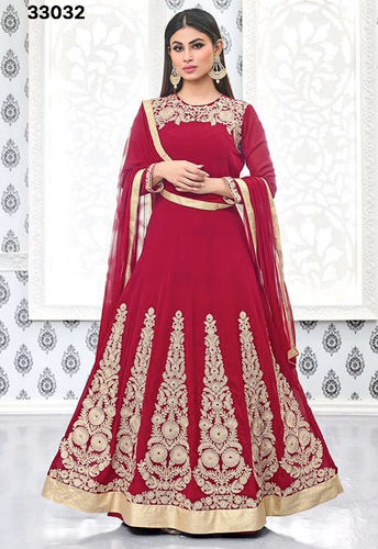 Red Anarkali Churidar Suit