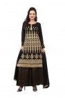 Black Embroidered Kurta With Brocade Palazzo