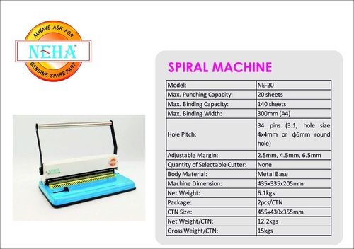 Double Loop 6.5mm Margin Spiral Hole Punch Binding Machines For A3