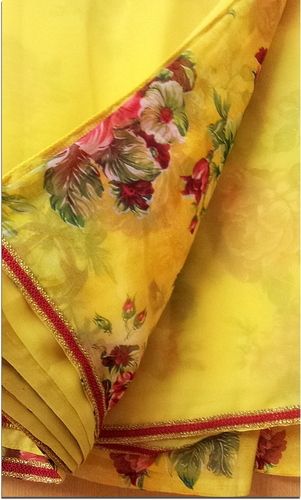 Yellow Saree With Red Border