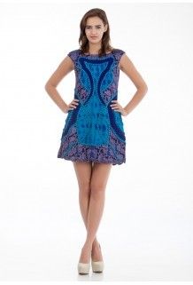 Blue Turquoise Full Embroided Lace Dress