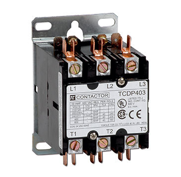 Definite Purpose Contactors - Compact 1, 2, 3 Pole, Screw & Box Lug Termination, Auxiliary Contact Module Compatibility, DIN Track Mounting Option