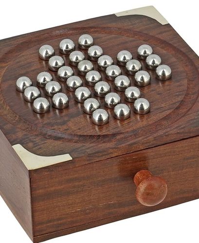 Handmade Indian Wooden Solitaire Board Game