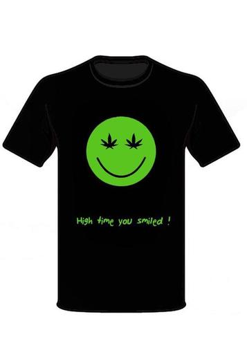 High Time You Smiled Grass Graphic Printed Black T-shirt