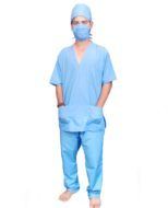 Unisex Cargo Type Scrub Suit With Mask And Cap