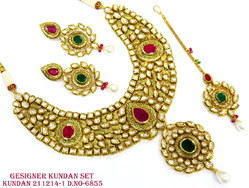 Kundan Necklace Set - Copper Metal, High Gold Polish, Available in Various Colors and Designs | Best Wholesale Prices, Fast-Selling Jewelry