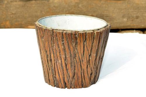Round Wooden Barrel Planter