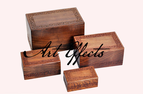 Hand Carved Border Design Wooden Urn