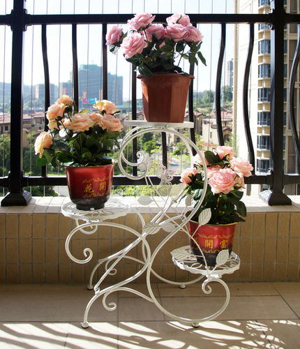 S Style Metal 3-Flower Pot Rack Outdoor Tables