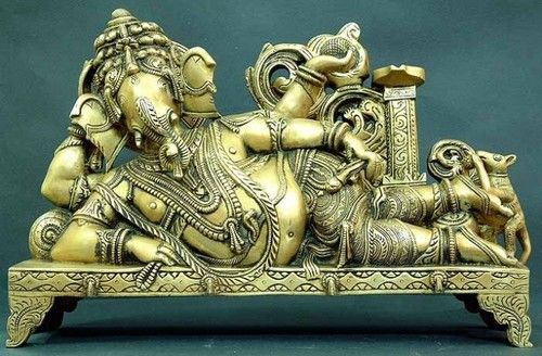 Reclining Brass Ganesha