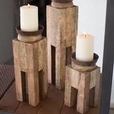 Wooden Handcrafted Candle Holder With Three Slots