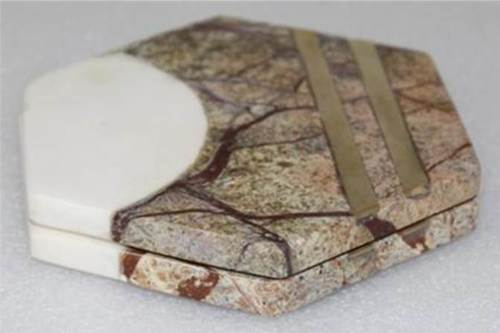 Marble Brown Forest And Brass Coaster Set