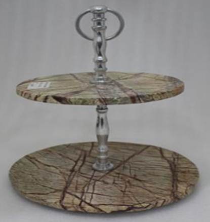 Green Marble And Metal Cake Stand