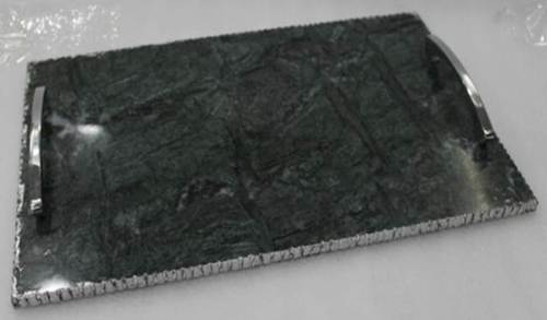 Green Marble Metal Handle Serving Trays