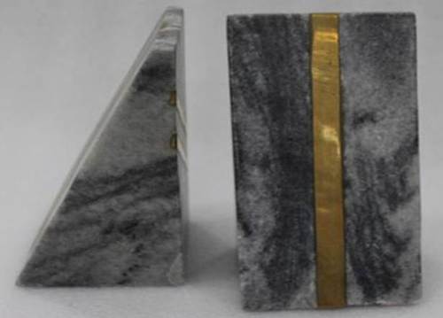 Grey Marble & Brass Book Ends